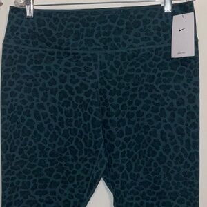 NIKE ONE TIGHT FIT MID RISE BLUE LEOPARD GLITTER FULL LENGTH LEGGINGS XL NWT $70